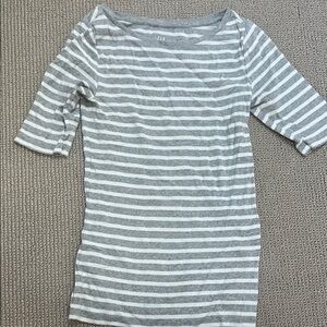 GAP Light Gray and White Striped Tee